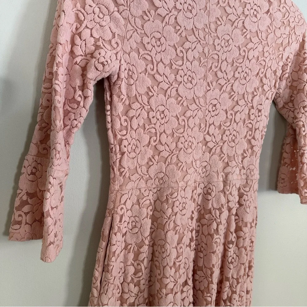 Abercrombie Kids Dusty Pink Lace Floral 3/4 Sleeve Dress